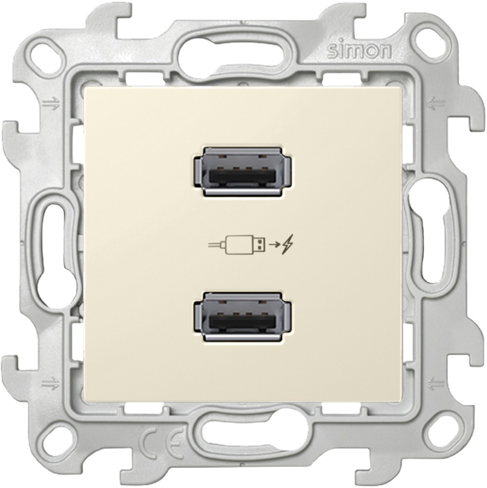 Зарядное устройство 2хUSB Simon SIMON 24 HARMONIE, скрытый монтаж, слоновая кость, 2411096-031