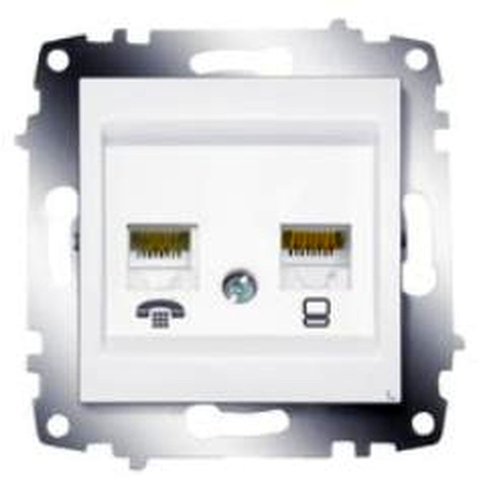 Розетка телефонная компьютерная RJ11+RJ45 ABB COSMO, , белый, 619-010200-249