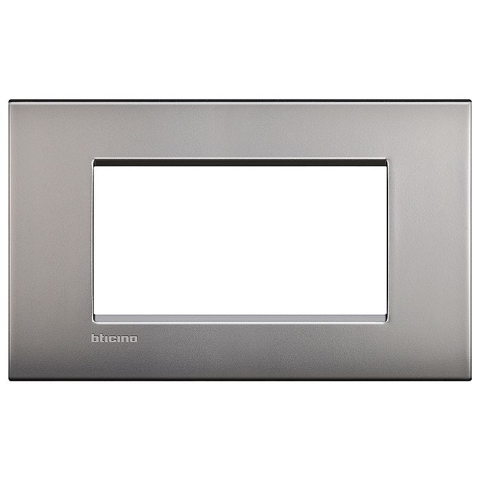 Рамка 4 модуля BTicino LIVING LIGHT, горизонтальная, никель матовый, LNC4804NK