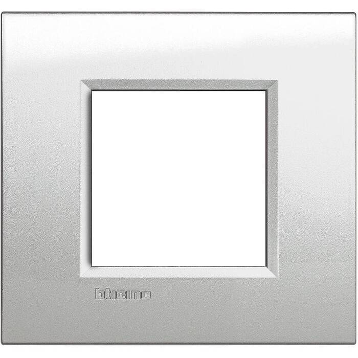 Рамка 2 модуля BTicino LIVING LIGHT, лунное серебро, LNA4802GL