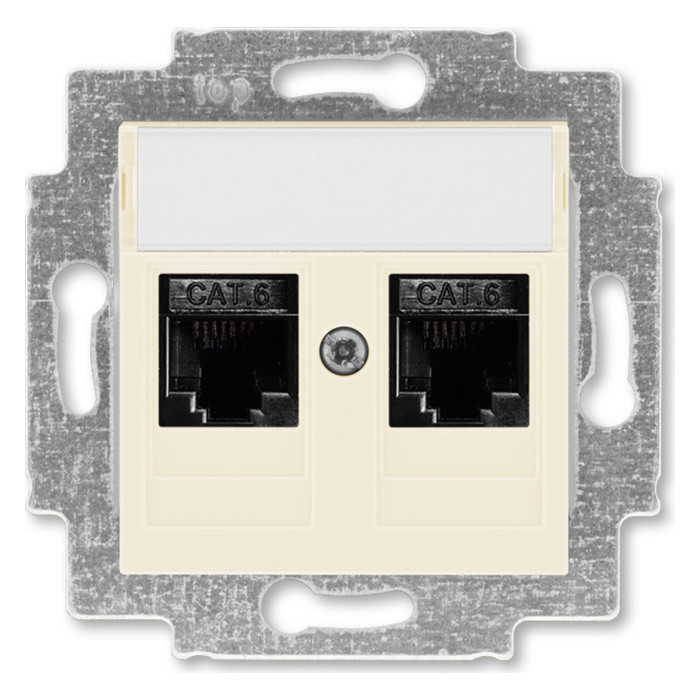 Розетка компьютерная 2xRJ45 ABB LEVIT, , слоновая кость, 2CHH296118A6017