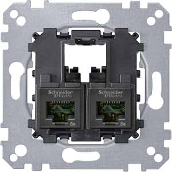 Розетка компьютерной 2xRJ45 Schneider Electric коллекции Merten, скрытый монтаж, MTN4576-0002