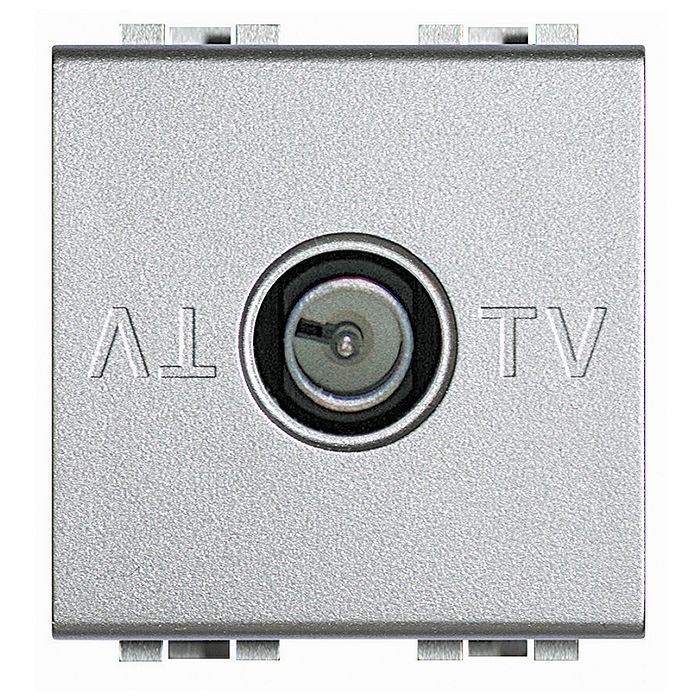 Розетка TV BTicino LIVING LIGHT, скрытый монтаж, алюминий, NT4202D//2