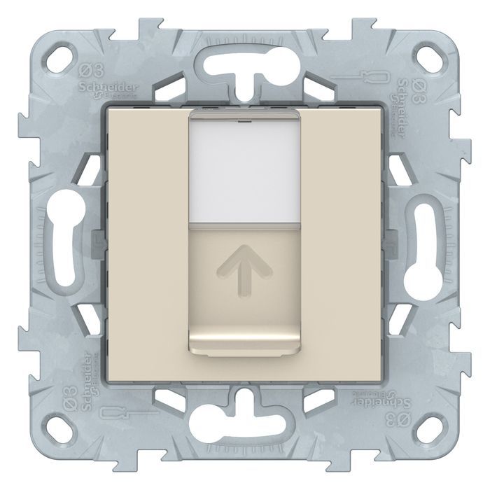 Накладка на розетку информационную Schneider Electric UNICA NEW, скрытый монтаж, бежевый, NU546144
